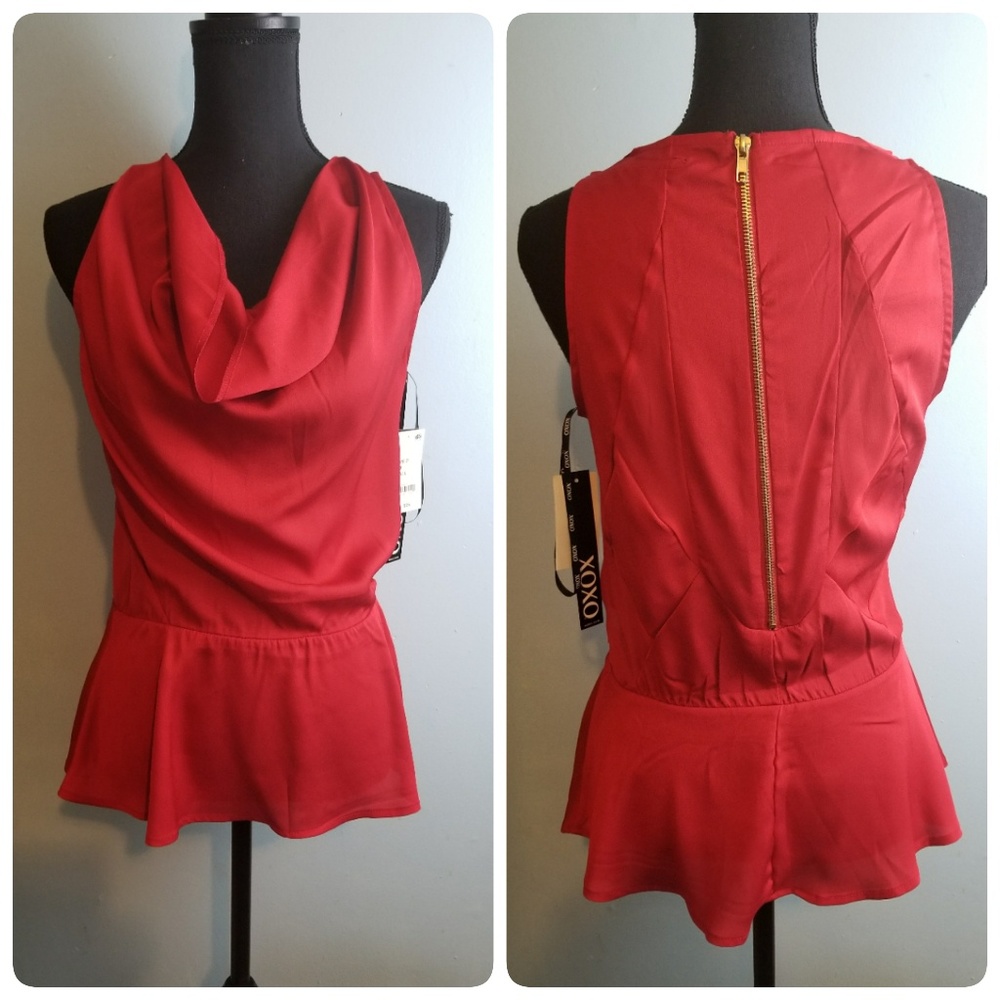Drap Neck Peplum Top